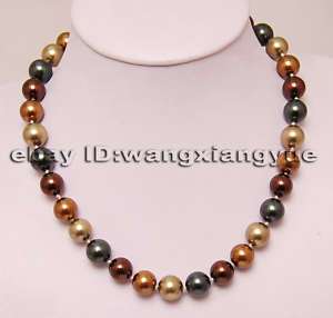 Beautiful12mm Multicolor Sea Shell Pearl Necklace AAA+  
