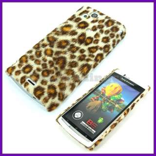 Brown Furry Leopard Cover Case Sony Ericsson Xperia Arc S X12  