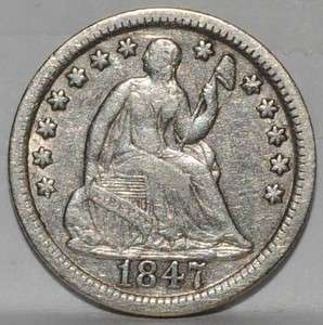 1847 Seated Half Dime   Extra Fine  