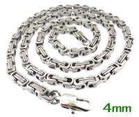   8mm Byzantine Chain Mens Stainless Steel Polish Silver Tone Necklace