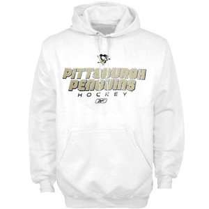   Pittsburgh Penguins White Bevel Up Hoody Sweatshirt: Sports & Outdoors