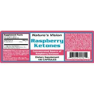 Natures Vision Raspberry Ketones 100mg 100 Red Rasberry capsules 