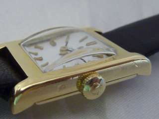 OMEGA TANK 18K HEAVY SOLID GOLD WITH FANCY LINEN DIAL LADIES JEWEL 