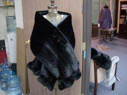  Exquisite Black MINK Ruffled Straight STOLE Wrap SHRUG Coat  