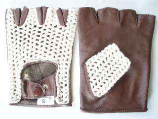 DRIVING GLOVES LEATHER COTTON FINGERLESS SIZE.SMLXL NEW  