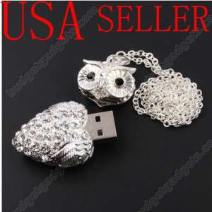 16 GB Crystal Owl USB Flash Drive Necklace  