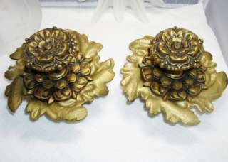   ~Large HEAVY Brass Fancy Floral DOUBLE SIDED Door Handle Pulls  