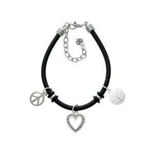  C1069 tlf   Large Volleyball Black Peace Love Charm 