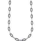    Stainless Steel Two tone Diamond Brite Oval Link Necklace