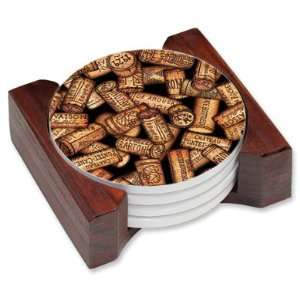  Wine Corks Ceramic Drink Coaster Set
