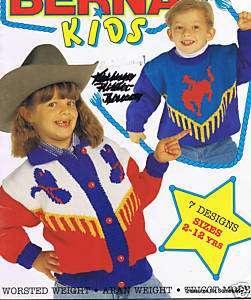 KIds Cowboy; Space Cardigans Pattern Knit Bernat 1263  