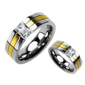   8mm Titanium Tension Set Band with 14k Gold in Size 10   Chic Jewelry