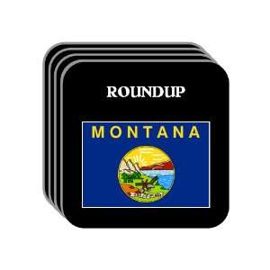 US State Flag   ROUNDUP, Montana (MT) Set of 4 Mini Mousepad Coasters
