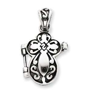  Sterling Silver Cross Prayer Box Pendant: Jewelry