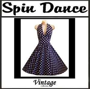 50s Vintage Style Rock n Roll Polka Dot Swing Dress New  