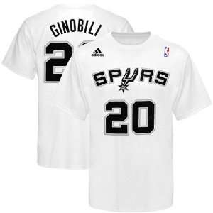  adidas Manu Ginobili San Antonio Spurs #20 Net Number T shirt   White