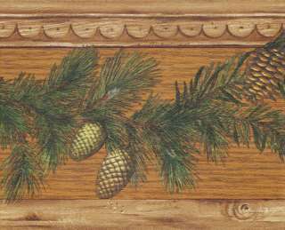 COUNTRY PINE CONES NEEDLES COVE MOLDING Wallpaper bordeR Wall  