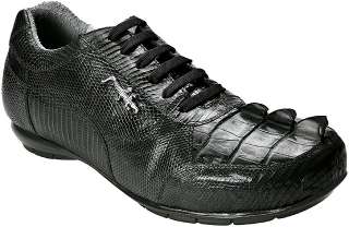 Belvedere Cresta Black Genuine Crocodile Tail/Lizard Sneakers With 