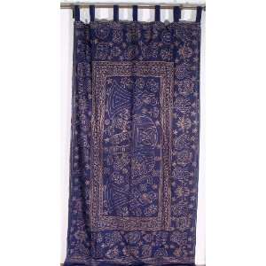 Ultramarine Blue Ethnic India Cotton Door Curtain Panel  