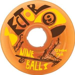   Sector 9 9 Ball 75a 72mm Clear.orange Skate Wheels: Sports & Outdoors