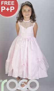 GIRLS PINK PARTY ROSE FLOWER GIRL DRESS AGE 2 to 10 y  