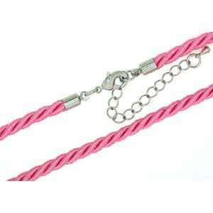   16 Pink Twisted Silk Cord Necklace With 2in extender   4.0MM Jewelry