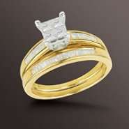 cttw Princess & Baguette Diamond Bridal Set in 10k Yellow Gold at 