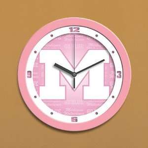  Michigan Wolverines Pink Nursery Wall Clock Sports 