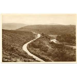 1930s Vintage Postcard Road over the Moor near New Bridge in Dartmoor 