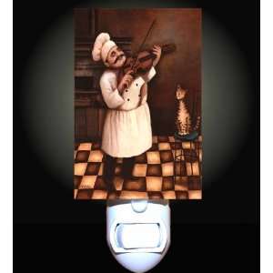  Chef with Violin and Cat Decorative Night Light: Home 