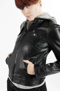 United Face Womens New Black Brown Lambskin Leather Moto Biker Jacket 