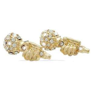  Gold Plated CZ Hip Hop Microphone Stud Earrings 