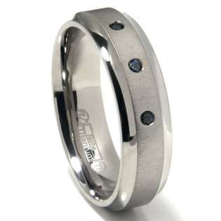  7mm Blue Swarovski Crystal Wedding Band Ring  Titanium Kay Jewelry 