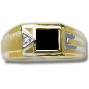  .02 ct Mens 6X6 Onyx Side Arrow Ring Jewelry