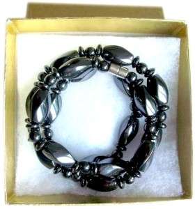Black Magnetic Hematite Gemstone Twist Bead Necklace 21  