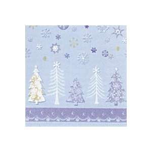   Snowflakes and Trees Christmas Party Beverage Napkin