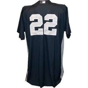 22 Yankees 2010 Spring Training Game Issued Road Navy Jersey (Silver 