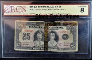   Canada $25 Twenty Five Dollar Bill BC 12 Ver Good 8 BCS RARE  