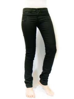 NWT Diesel Women Coated Jeans Like Leather Pants, Black Color 