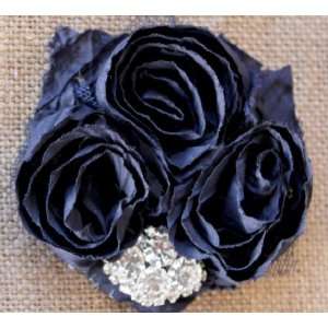  The Rebecca Navy Blue Jeweled Flower Hair Clip: Beauty