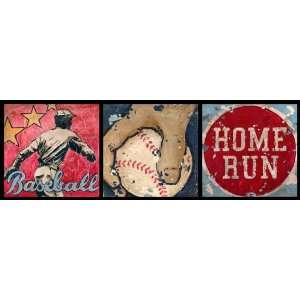  Baseball Star Trio Canvas Reproduction