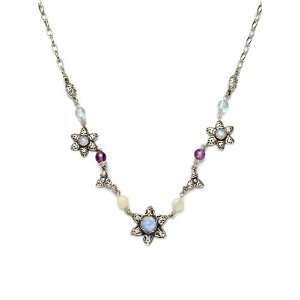 Essentials Tri Flower Star Necklace   opalite, moonstone, blue topaz 