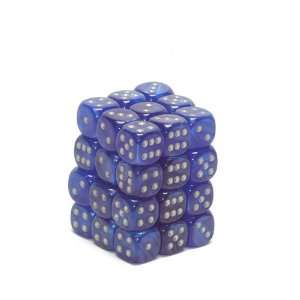  Bright Blue with Silver Velvet Polyhedral D6 Block of 36 