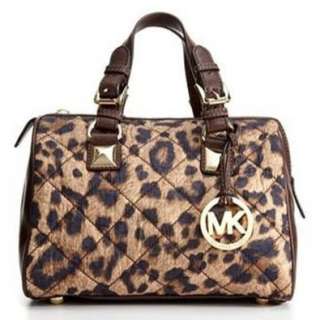  Michael Kors Grayson Small Quilted Nylon Satchel, Leopard 