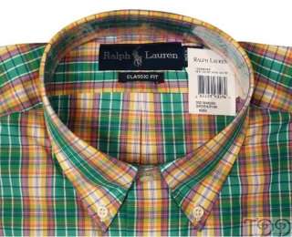 NWT Polo Ralph Lauren Green Plaid Dress Sport Shirt New  