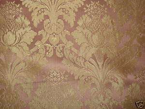 ROSE PINK & GOLD UPHOLSTERY DRAPERY FABRIC 110 3 Y  