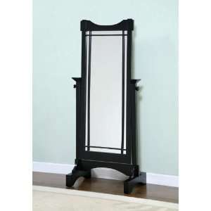  Floor Cheval Mirror with Concave Top in Mission Black 