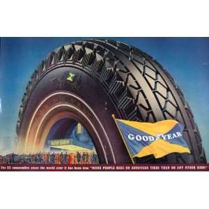   Double Page Color Ad Goodyear Auto Tire UNUSUAL   Original Print Ad