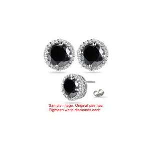  2.69 3.23 Cts Black & White Diamond Stud Earrings in 
