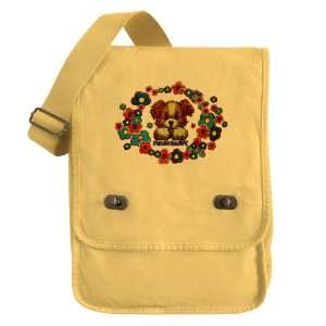   Field Bag Yellow Im So Happy Puppy Dog with Flowers 
